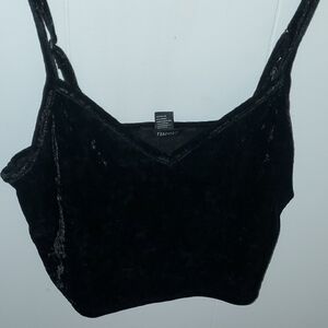 Forever 21 Black Velvet Strappy Crop Top